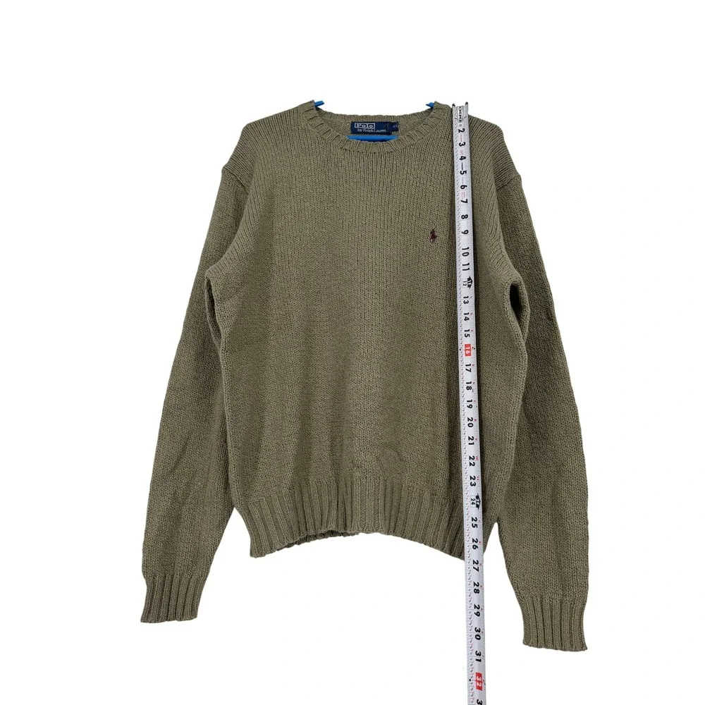 NEW Vtg Polo Ralph Lauren Mens XL Crewneck Sweater Olive Green Cotton Wool